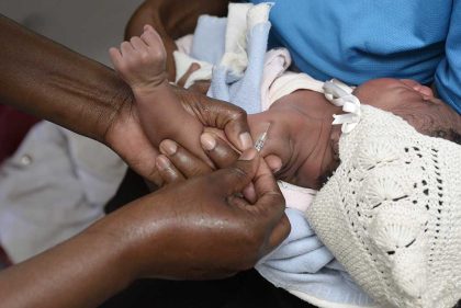 Namibia. August 2015. Engela Hospital in Engela - Integrated Primary Health Care. Child immunization.